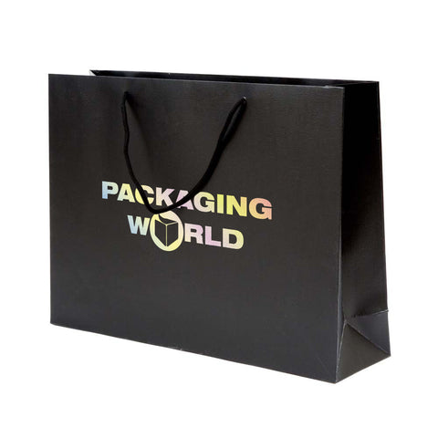 Black Digital Printed Luxury Embossed Gift Bag A3 | Landscape Paper Bag