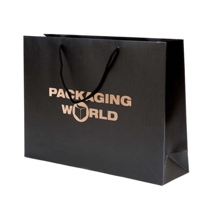 Black Foil Printed Luxury Embossed Gift Bag A3 | Landscape Paper Bag