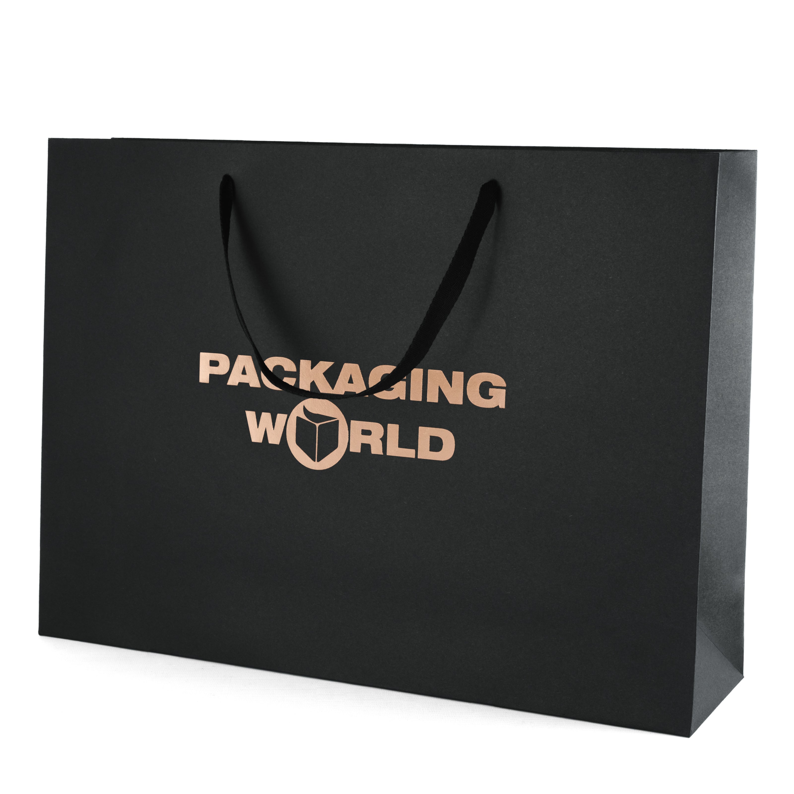 Black Foil Printed Eco Kraft Gift Bag A3 | Landscape Paper Bag