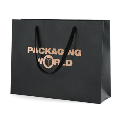 Black Foil Printed Eco Kraft Gift Bag A4 | Landscape Paper Bag