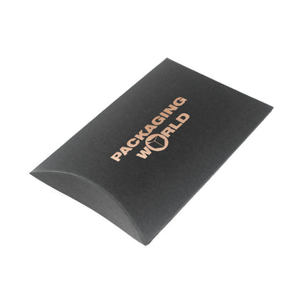 Black Foil Printed Eco Kraft Pillow Box Medium | Recyclable