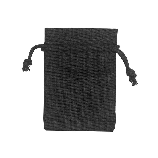 Black Branded Rectangular Cotton Linen Bag Medium | Drawstring Bag