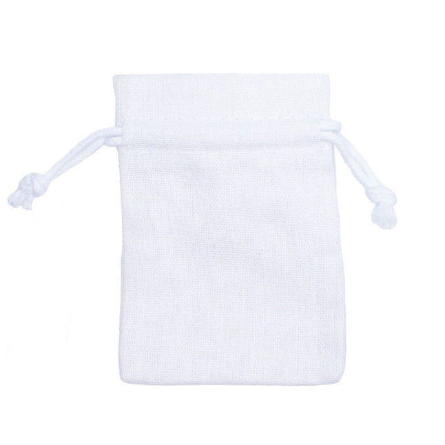 White Branded Rectangular Cotton Linen Bag Medium | Drawstring Bag