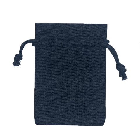 Navy Rectangular Cotton Linen Bag Large | Cotton Drawstring Bag