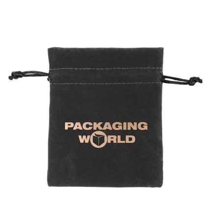 Black Foil Printed Deluxe Velvet Bag Medium | Rectangular Drawstring Bag