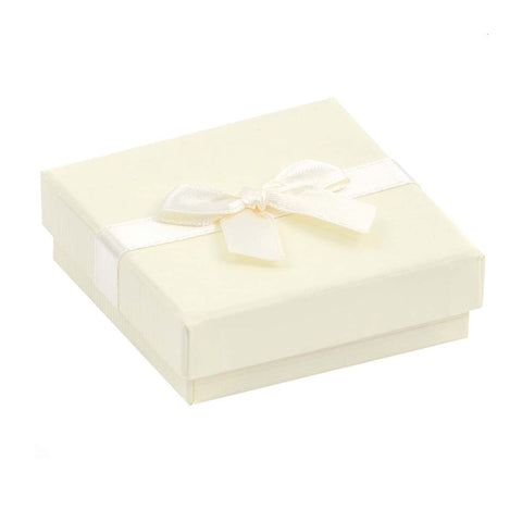 Cream Branded Pendant Earring Jewellery Box with Ribbon